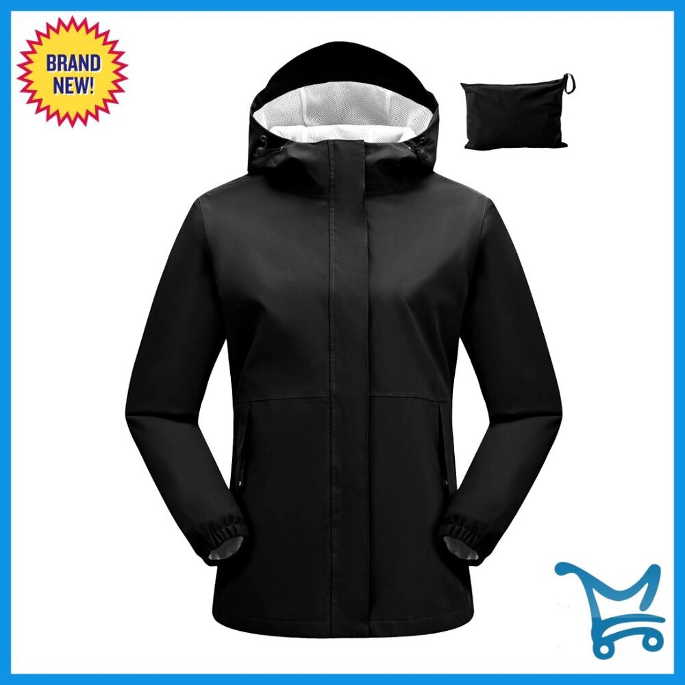 Women's Waterproof Cycling Rain Jacket Lightweight Packable Hood Windbreaker